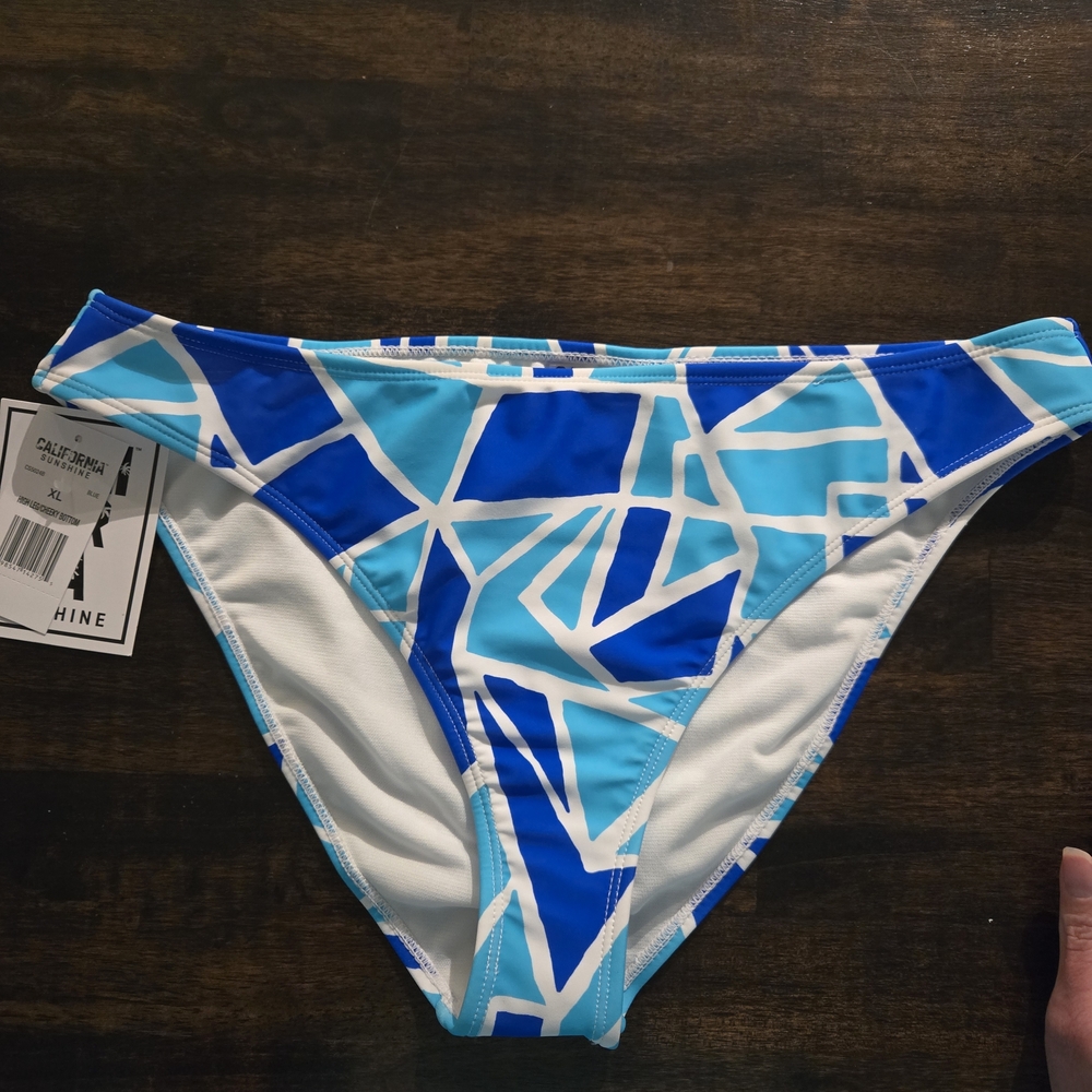 California Sunshine Womens Xl Blue Geometric Bikini Bottom. New With Tags